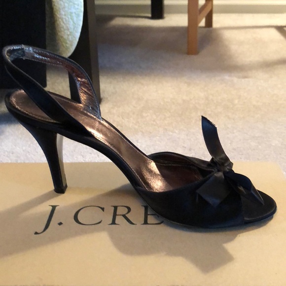 J.Crew black Satin sling backs - Picture 3 of 5